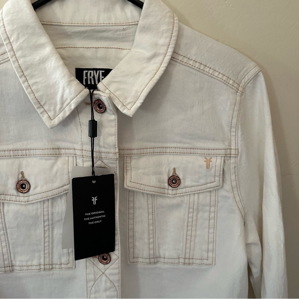 NWT Frye Women's Cropped Raw-Hem Denim Jacket